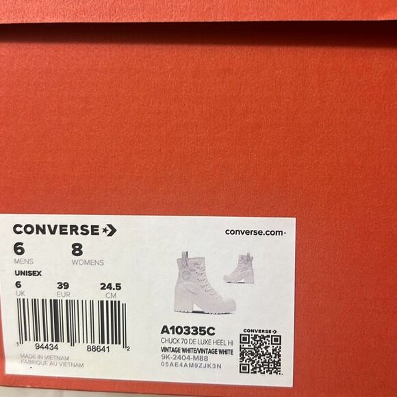 Converse Chuck 70 De Luxe Heel Western Hi Platform A10335C VIN White Women 8 NWB - Picture 2 of 10